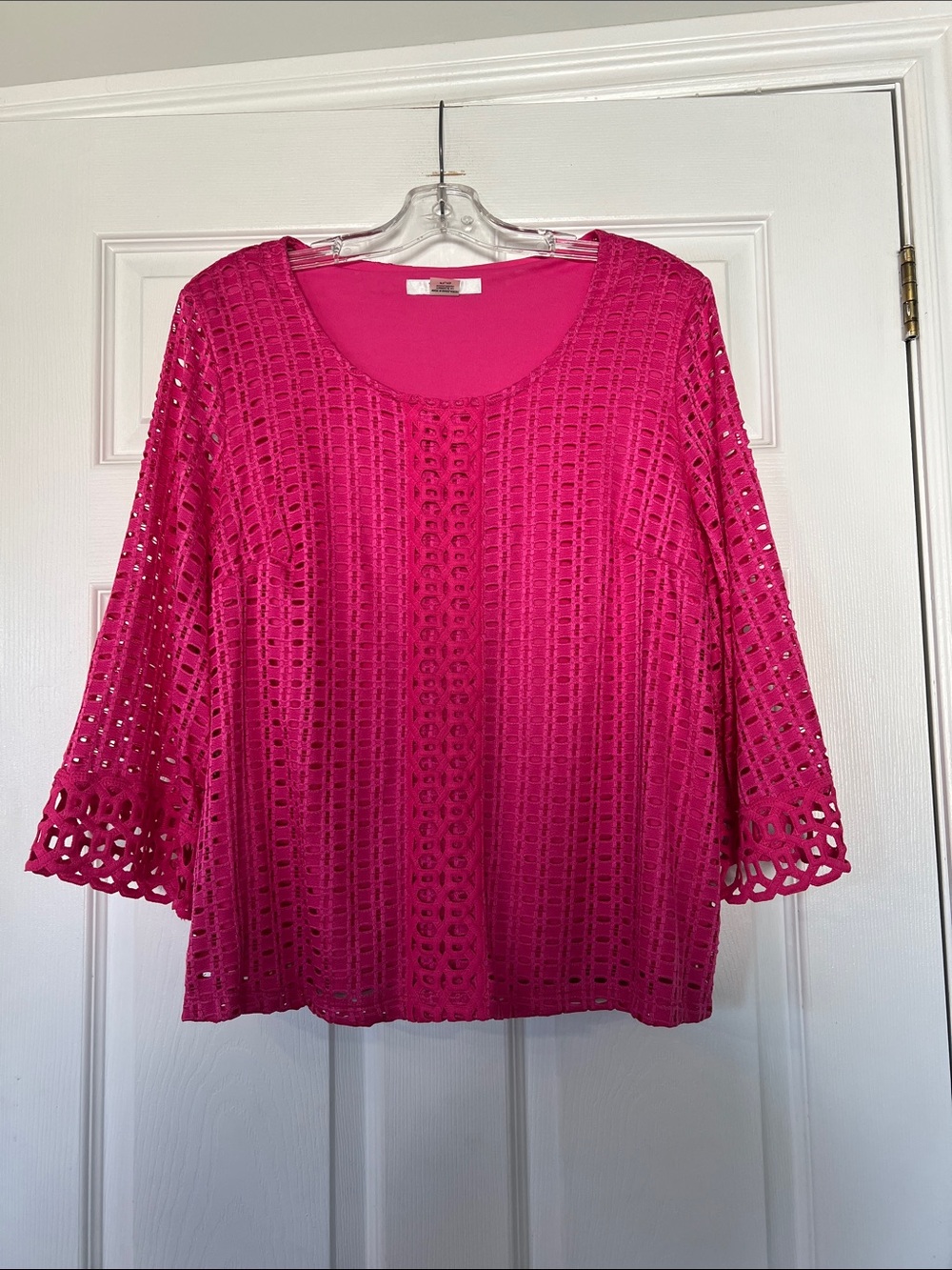 TanJay Fuchsia Crochet Blouse